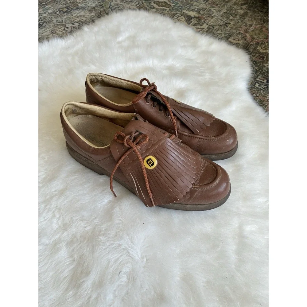 FootJoy Soft-Joys II Brown Leather Kiltie Spiked Golf Shoes Mens 7.5 M 53991